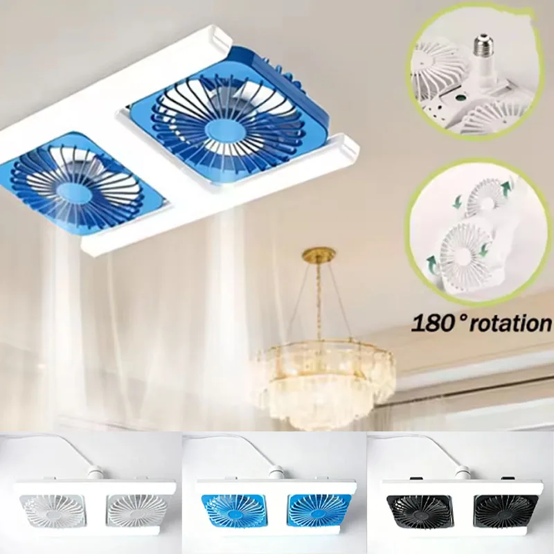 

New Dual Fan Ceiling Light, E27 Screw Base LED Fan Lamp for Bedroom Kitchen, Super Strong Wind Quiet Ceiling Fan Light