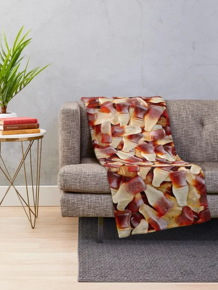 Gummy Cola Bottles Candy Photo Pattern Throw Blanket Luxury Brand For Sofa Thin Nap Single Blankets