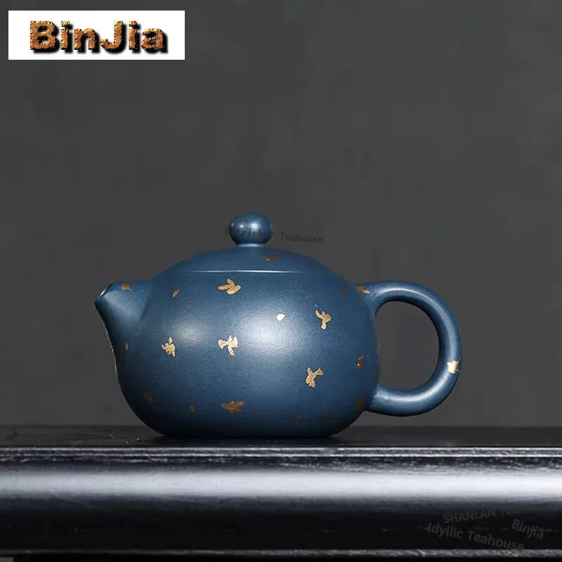

210 мл винтажные чайники Исин из фиолетовой глины ручной работы Xishi Pot Raw Ore Azure Mud Чайник с заварочным устройством Китайский чайный сервиз Zisha Чайный сервиз в подарок