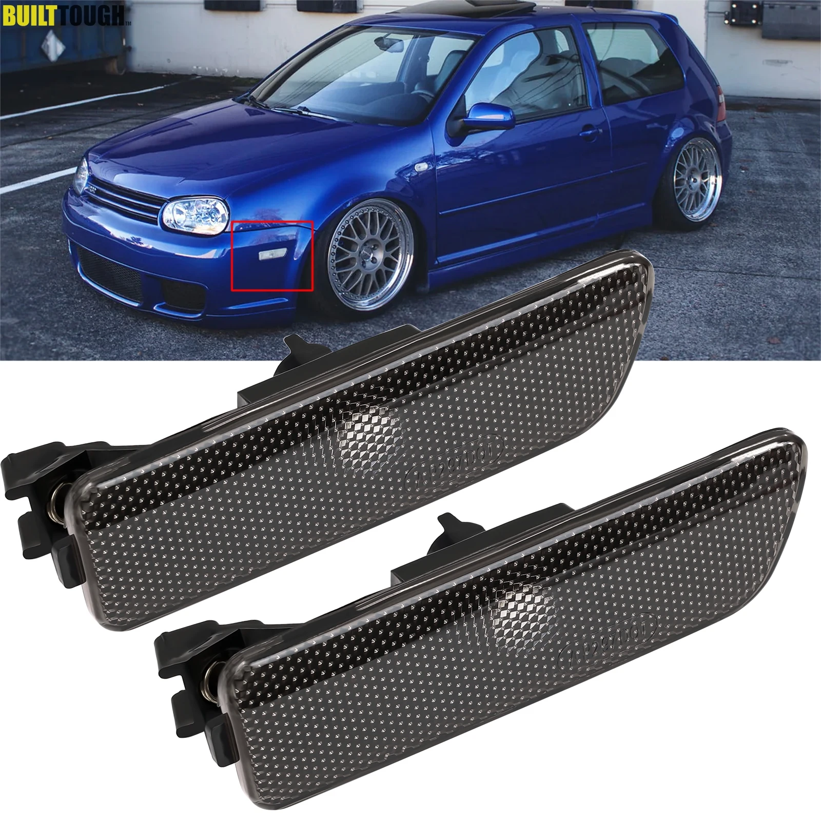 2 luzes de marcação laterais dianteiras indicadores de lâmpada de sinal de volta fumado para volkswagen vw golf 4 jetta mk4 1999-2005 lente pisca