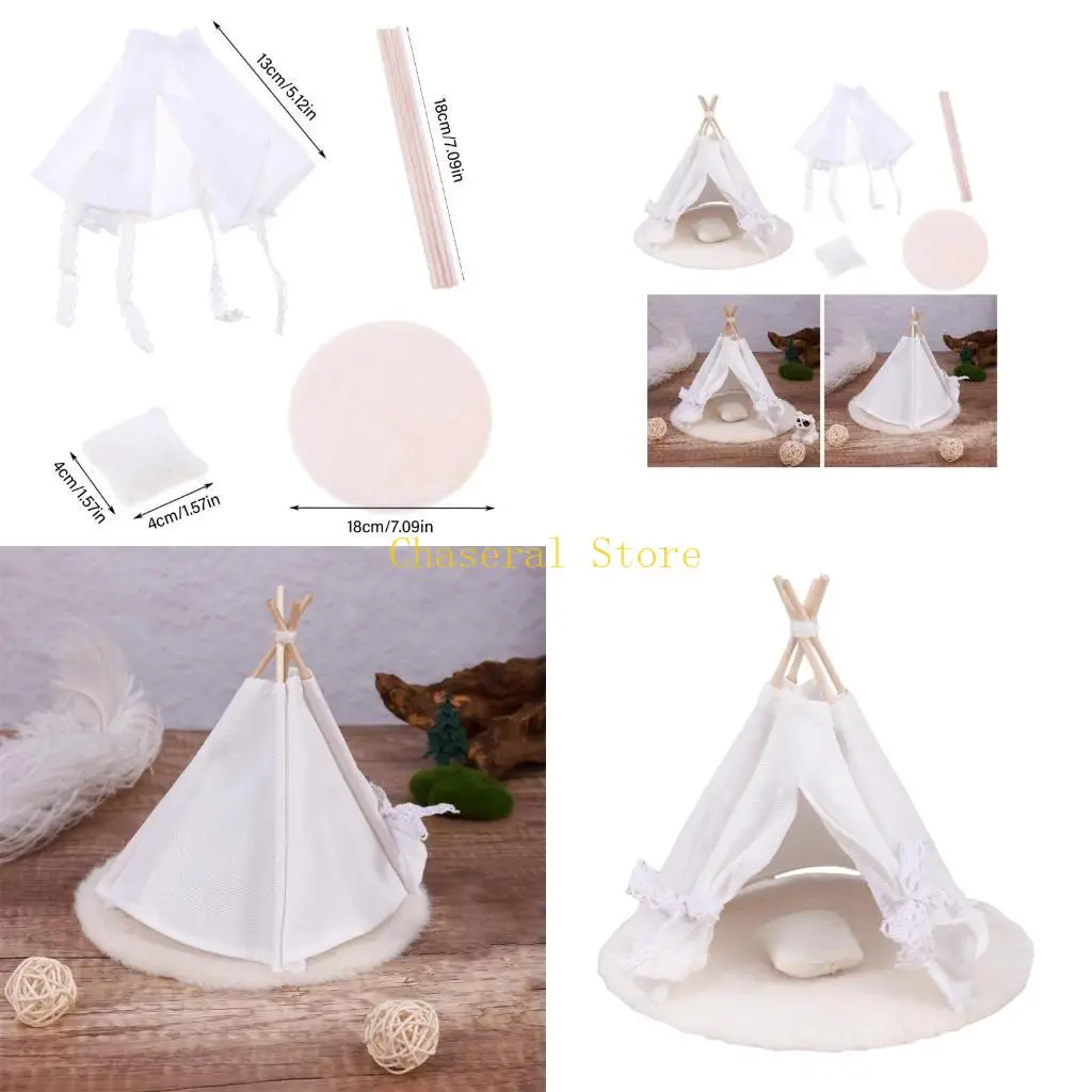 Multipurpose Miniature Dollhouses Camping Tent Accessory Paintable White Fabric for Creative Play and Outdoor Fun
