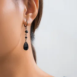 Vintag Gothic Black Red Color Crystal Ear Clip for Women Jewelry Accessories Punk Personalized Ethnic Style Earring Party Gift
