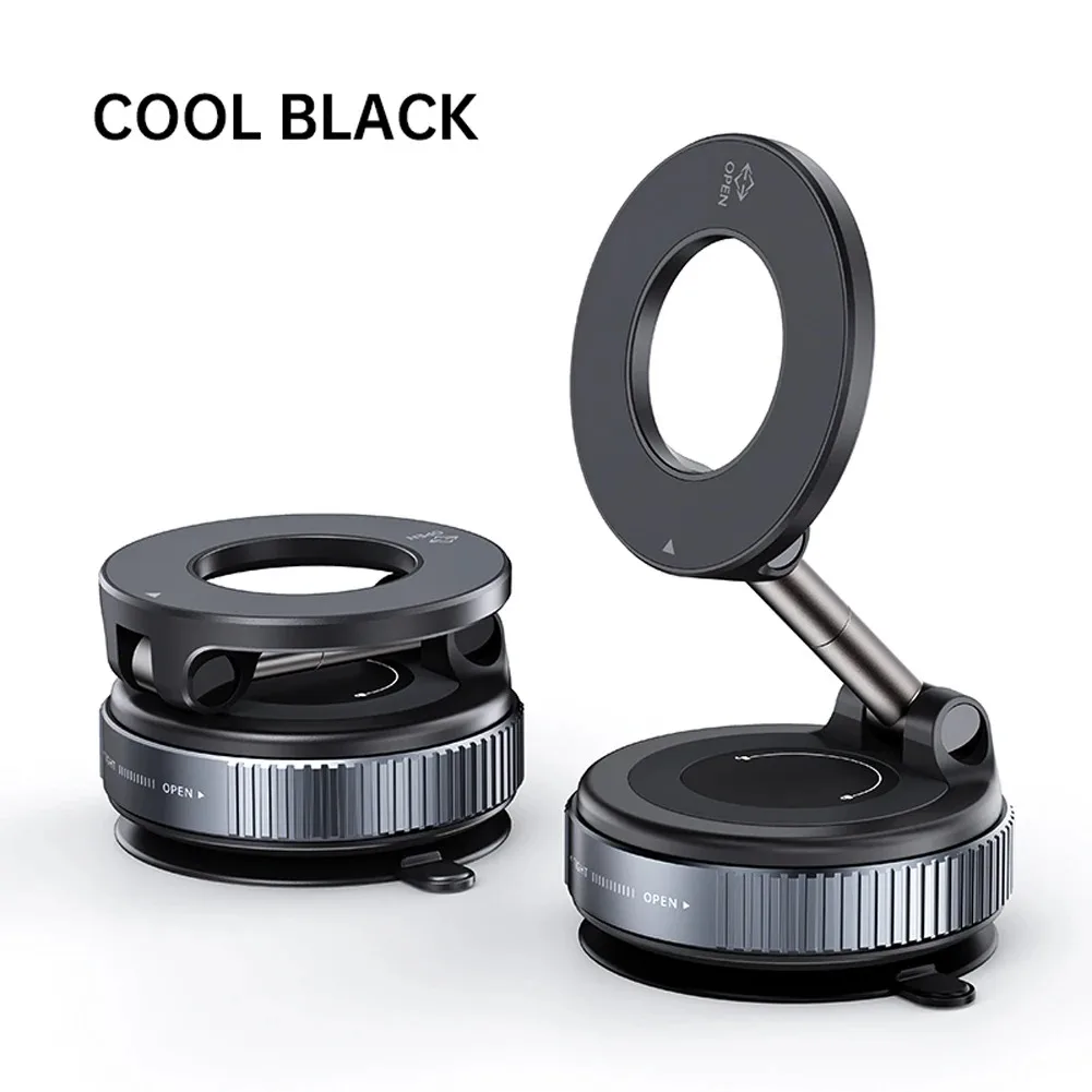 360° foldable vacuum magnetic phone stand, magnetic car phone stand, hands-free suction cup phone stand, smooth surface