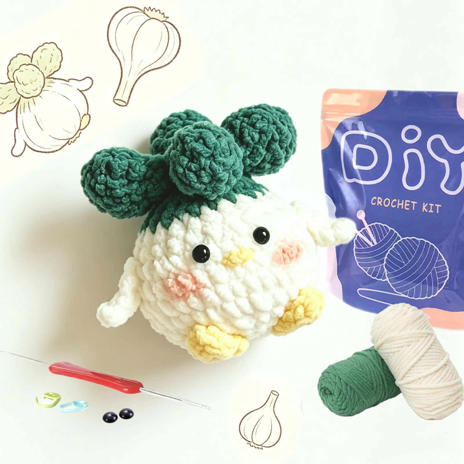 1 Set Cute Little Duck Crochet Material Pack, Complete Amigurumi Supplies Kit with Step-by-Step Teaching Video for Beginner