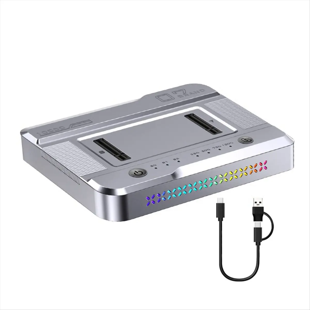 AA80 Dual-Bay M.2 NVME NGFF SSD Docking Station with RGB, USB3.2 GEN2 Type C 20Gbps Data Transfer, OFFline Cloner Duplicator