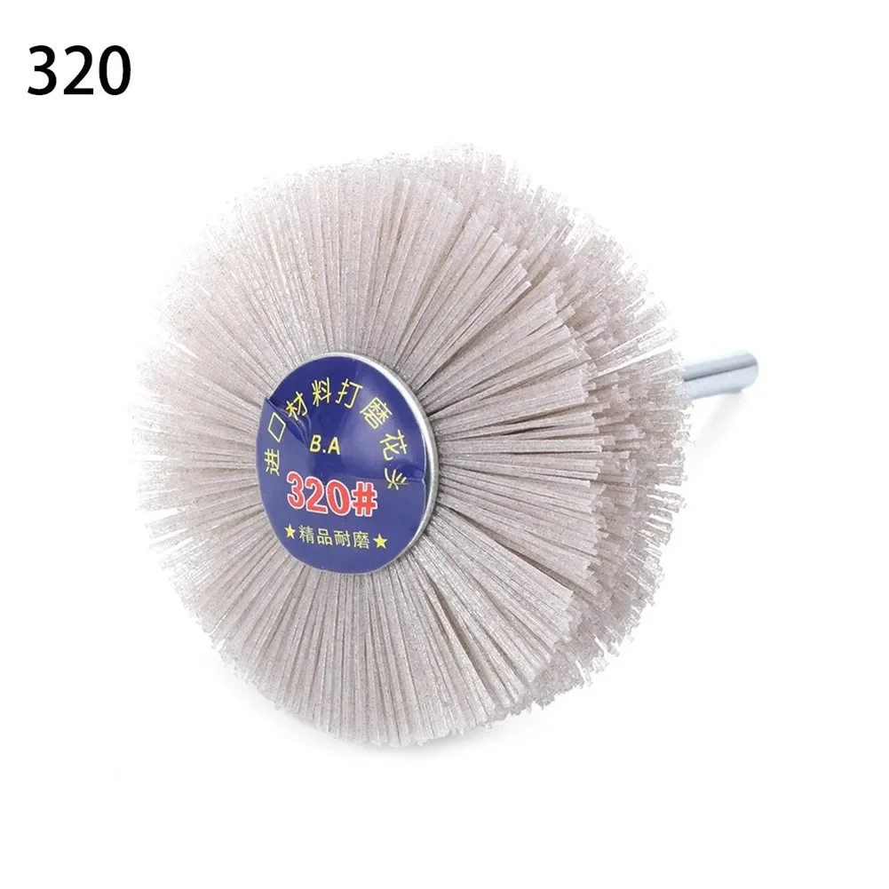 Brosse de roue en nylon convertible, travail de calcul, brosse de polissage de meubles, tige de 6mm, diamètre de 80mm, meuleuse de tête, outil converasif, 80 #-600 #