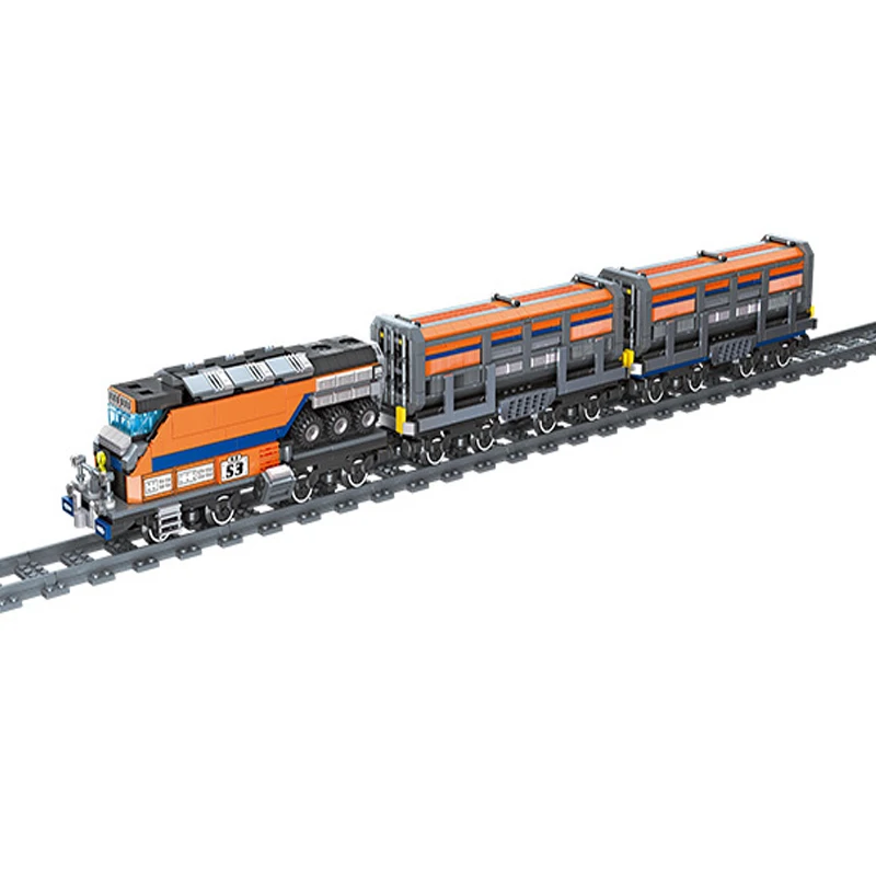 

IN STOCK MOC Railway Express Building Blocks Assembling Train Tracks Bricks Model Toys for Children Birthday Gift Set