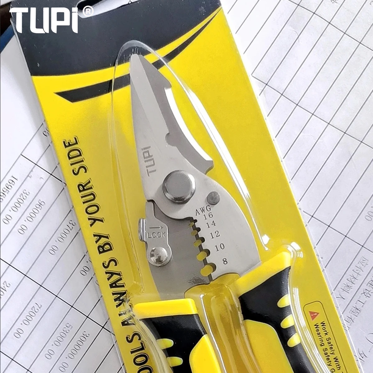 TUPI Pro Electrician Pliers 3 in 1 Wire Cutter Crimper Stripper Ergonomic Grip Multi Tool for Electrical Work Professional