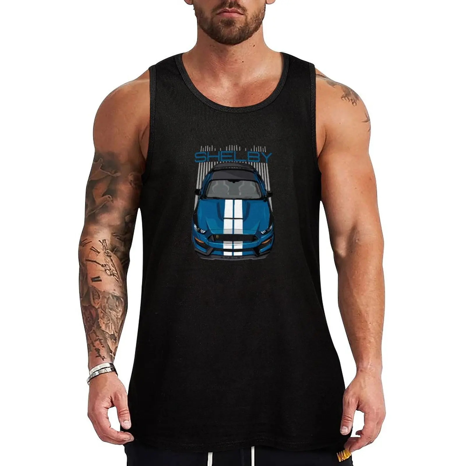 

Shelby GT350 - Blue & White Tank Top Gym wear cool things Men's sleeveless