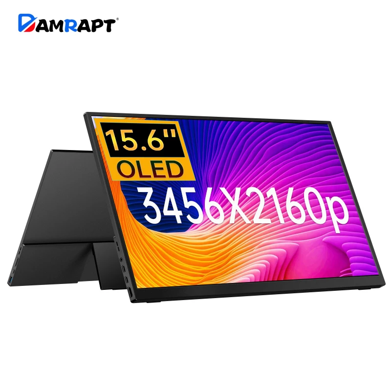 

Портативный монитор Damrapt 15,6 дюйма 4K OLED 16:10 500 нит, металлический внешний экран для ПК, мини-ПК, ноутбука, телефона, переключателя PS5, Xbox MacBook