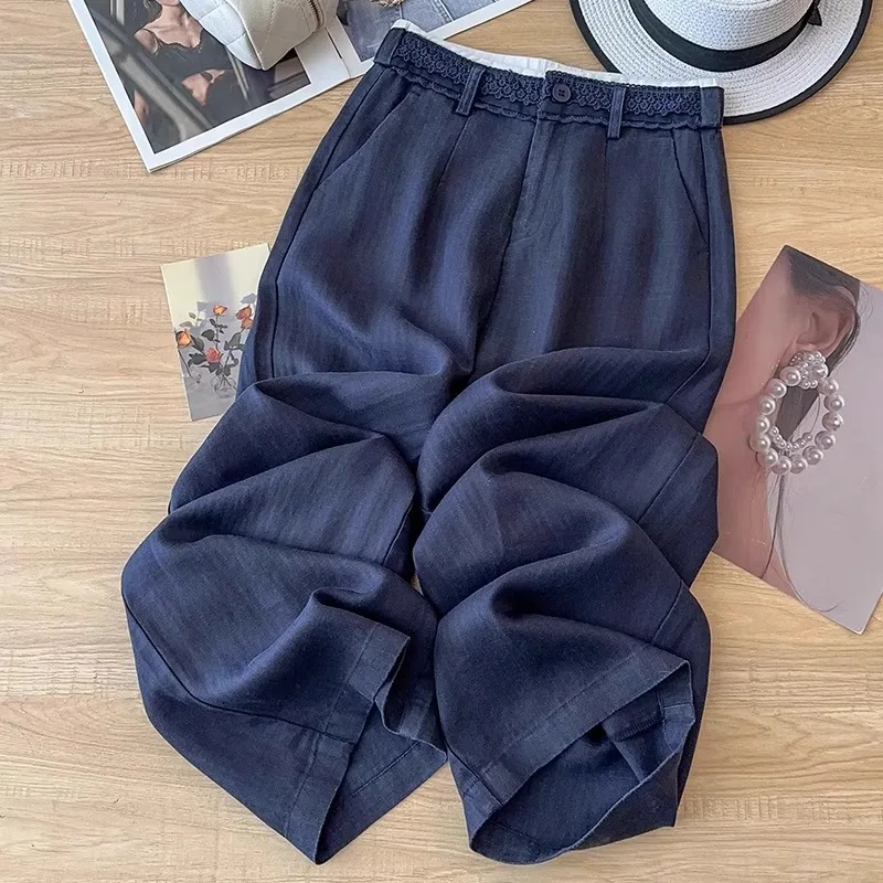 

High-end Linen Pants for Women Summer Trendy Comfortable Versatile Loose Straight Pants
