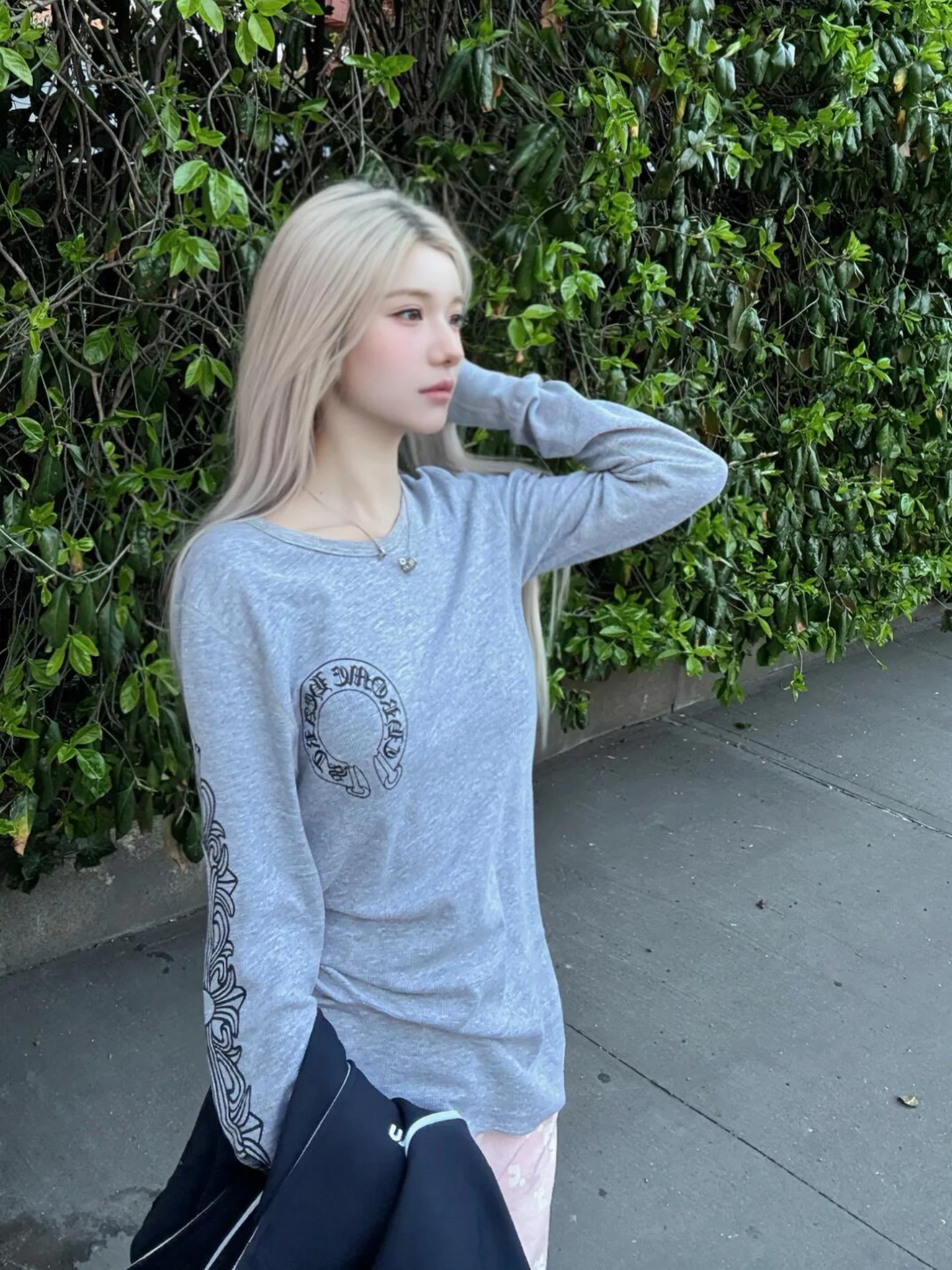 

Ретро-футболка с принтом, женская, весна-осень, из модала, приталенная, с круглым вырезом, для ношения под одеждой, модная, в уличном стиле