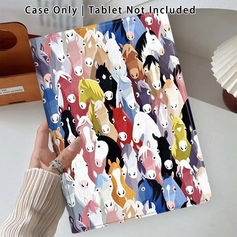 Colorful Horse Pattern For Lenovo Xiaoxin Pad Pro Tab M10 K10 Plus 3rd Y700 Gen 11 11.2 11.5 12.7 8.8 Inch Tablet Case