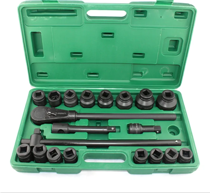 

26 pcs 3/4" 20mm heavy duty black Hand Tools Portable Repair Kit Socket Wrench Set With Plastic Box and ratchet handle