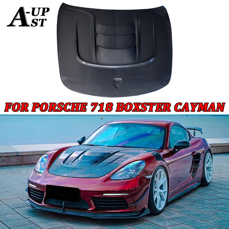 

For Porsche 718 Boxster Cayman Carbon fiber Hood Front Hood Cover Engine Bonnet Replace the installation Body Kits