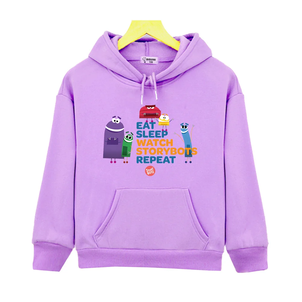 Storybots New Kids Sweatshirt Eat Sleep Watch Storybots Repeat Cartoon Print  Hoodie Fashion Teenager Clothes Kawaii Child Hoody