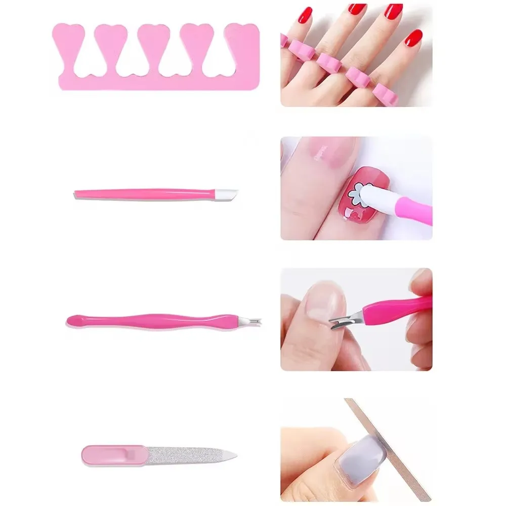 YIKOOLIN 20/35PCS Set Nail Art Tool Set Manicure Kit with Nail Lamp Glue Drying Machine Dead Skin Fork Pusher & Finger Divider