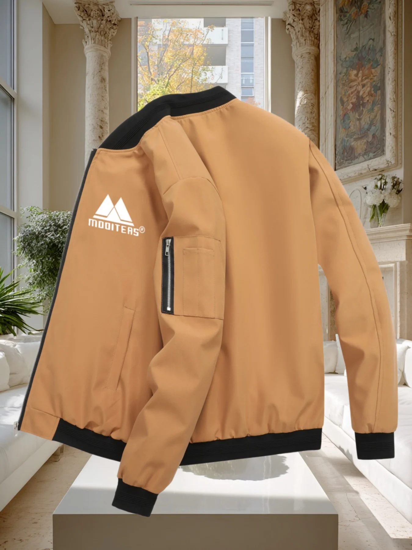 

New Men's Sporty Baseball Collar Zipper Jacket, Outdoor Sports Jacket, Casual Commuter Windbreaker, Pilot Jacket