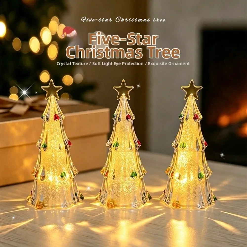 Luminous Christmas Tree Lamp Transparent Glowing Christmas Tree Night Light Colorful Atmosphere Xms Eve Candle Lights Party