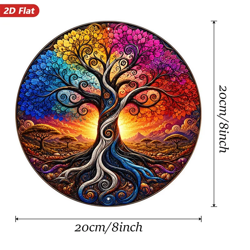 CIFBUY Vintage Psychedelic Tree of Life Mandala Aluminum Wall Art Waterproof Wear Resistant Sign Home Living Room Bedroom Office