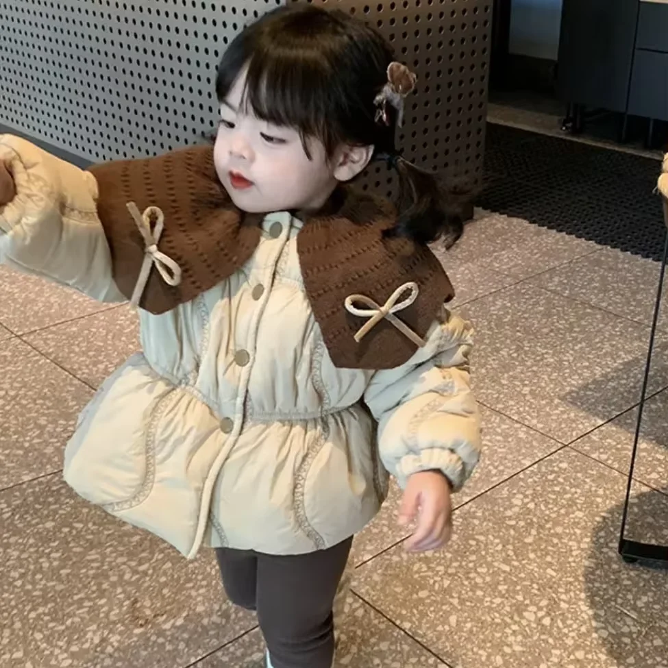 Girls Padded Winter Jacket Fleece Lined Thickened Warm Coat Kids Autumn Winter Casual Outerwear 12M-7Y 2