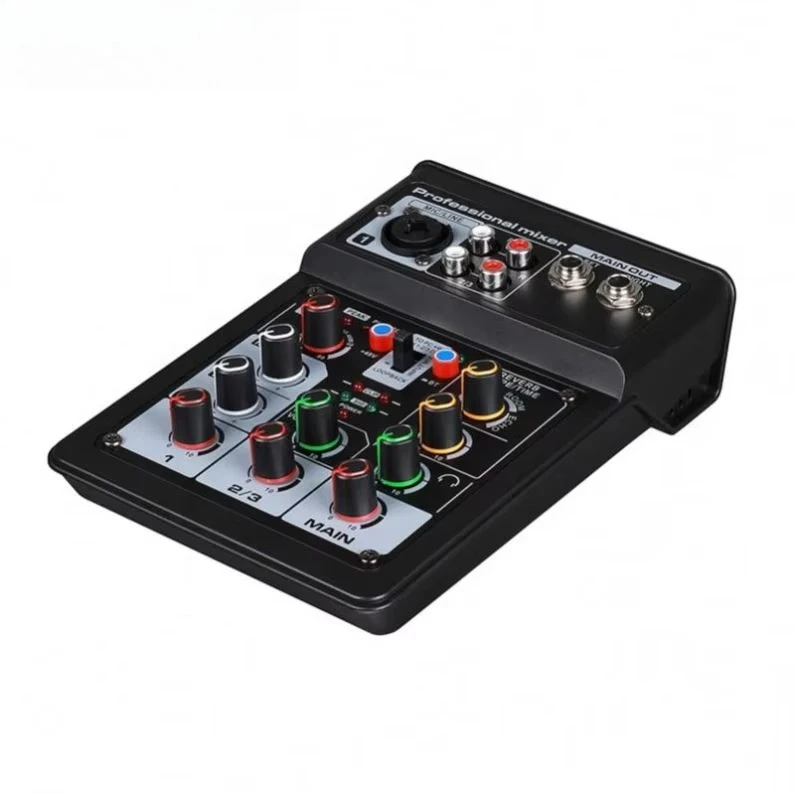 Portable Mini 4 Ch Audio Interface for DJ Console Musical Instrument 48v Microphone Record