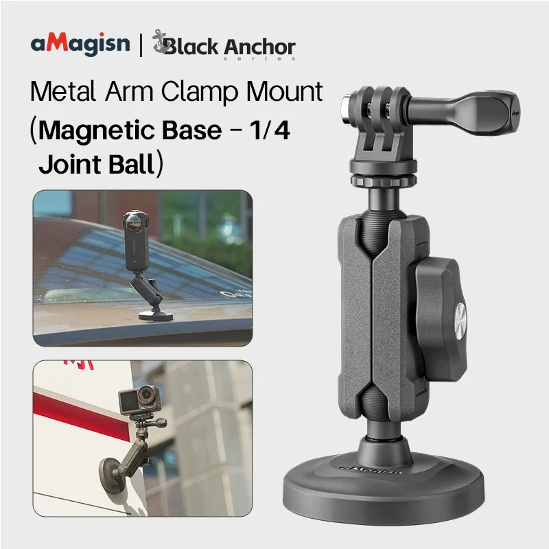 AMagisn support de pince de bras en métal pour Gopro Insta360 X5 X4 Ace Pro2 DJI Action 5 Pro, accessoires de caméra série ancre noire