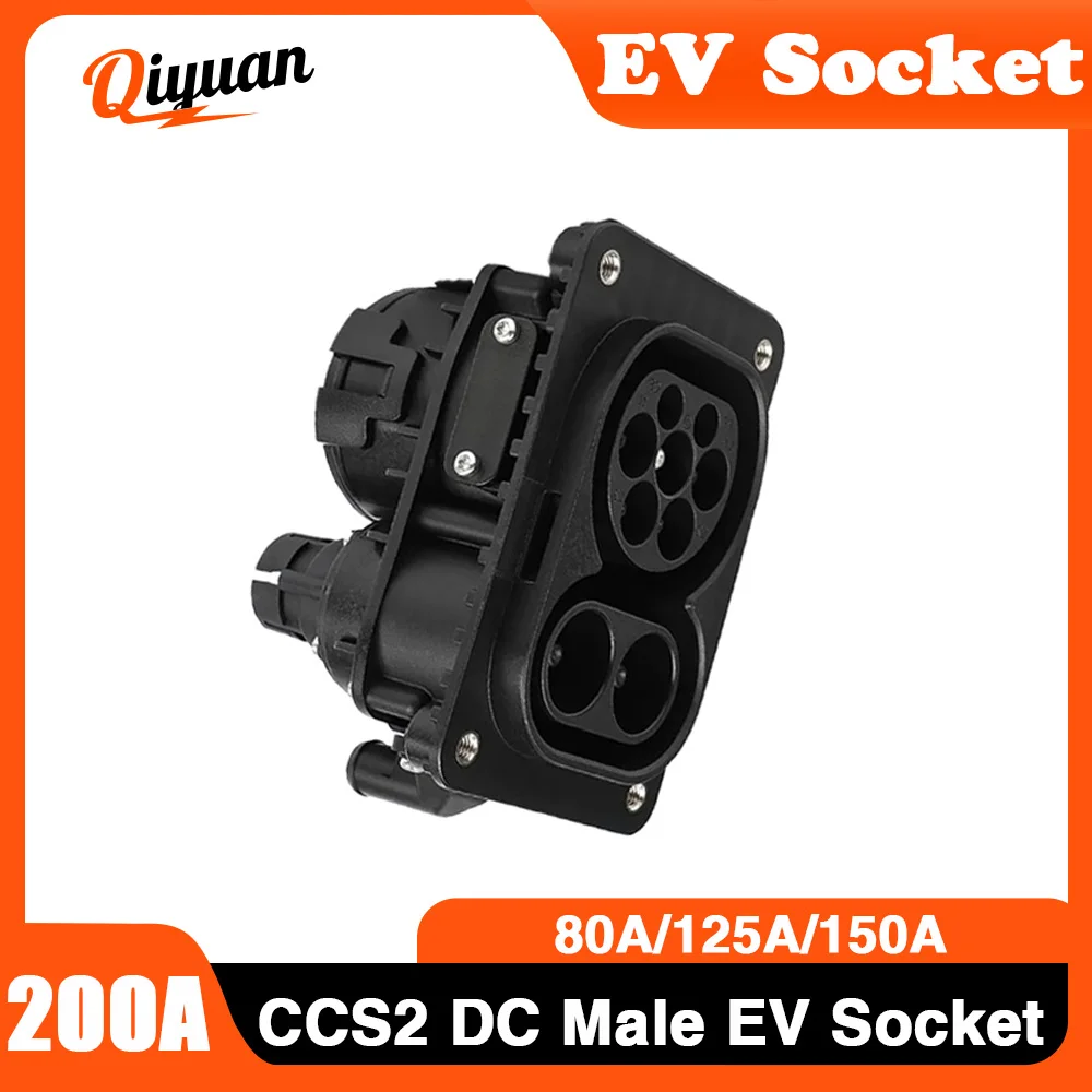 

CCS 2 COMBO EVSE PHEV Electric Car Side Charging Socket Adapter CCS2 EV Charger Connector 200A DC 9Pin For CCS 2 Type 2 Vehicle