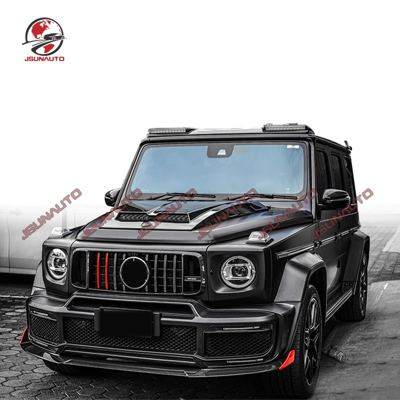 For G Class W463A Upgrade Refit G900 Style Carbon Front Grill Mesh With Light For Benz G63 G500 Rocket Grille Frame Cover