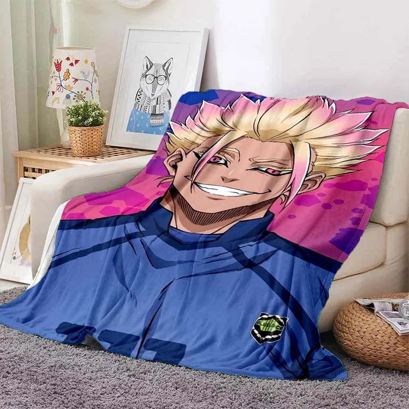 Anime B-BLUE L-LOCK Shidou Print Flannel Blanket Ultra Soft Warm Throw For Bedroom Living Room Indoor Home Decor Holiday Gift
