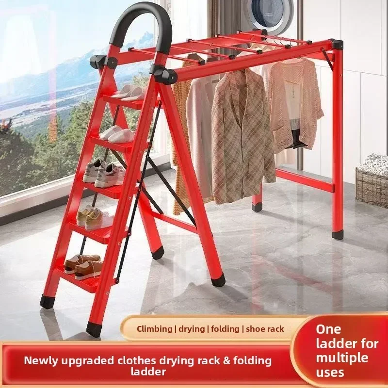 Ladder Outdoor Engineering Household Ladder Ladder Indoor Folding Metal Telescoping A Frame Ladder Drying Rack Multifunction