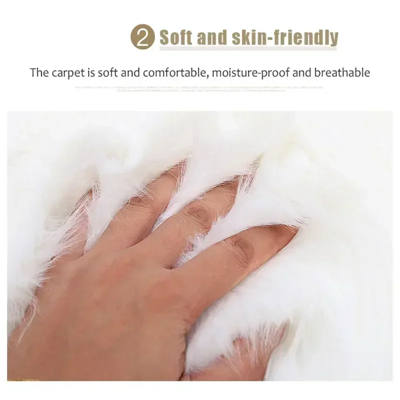 Sheepskin Fur Rugs for Photography, Soft Plush Carpets for Display, Dressing Table, Chair Cover, Shaggy Fluffy White Rug, Home D