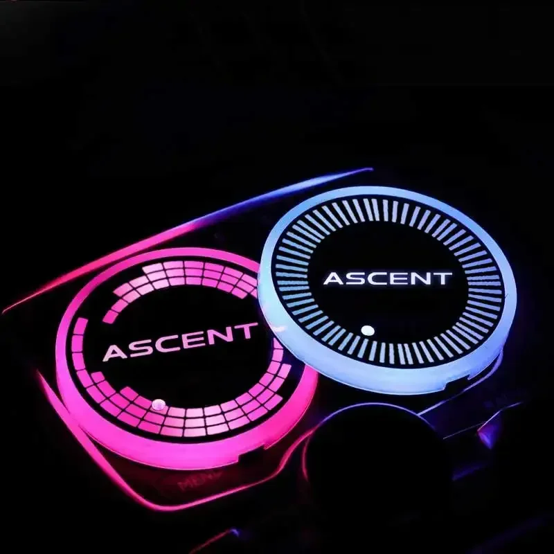 Car LED Luminous Water Cup Holder Mat Colorful Ambience Light USB Charging Non-slip coaster For Ascent