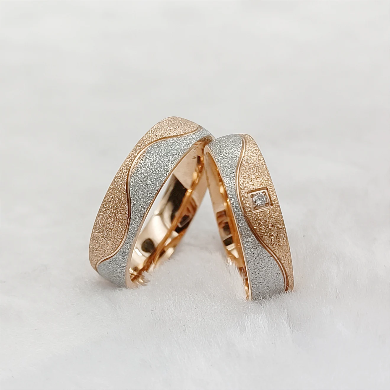 

Western Bicolor Rose Gold/Silver Promise Rings - Classic Couples Wedding Jewelry For Men and Women