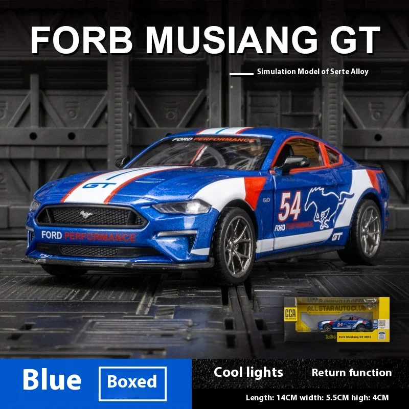 جديد محاكاة موستانج Gt لاتيه سبيكة سيارة نموذج قوة العودة الصوت والضوء سيارة رياضية للأطفال سيارات لعبة سيارة الديكور هدية