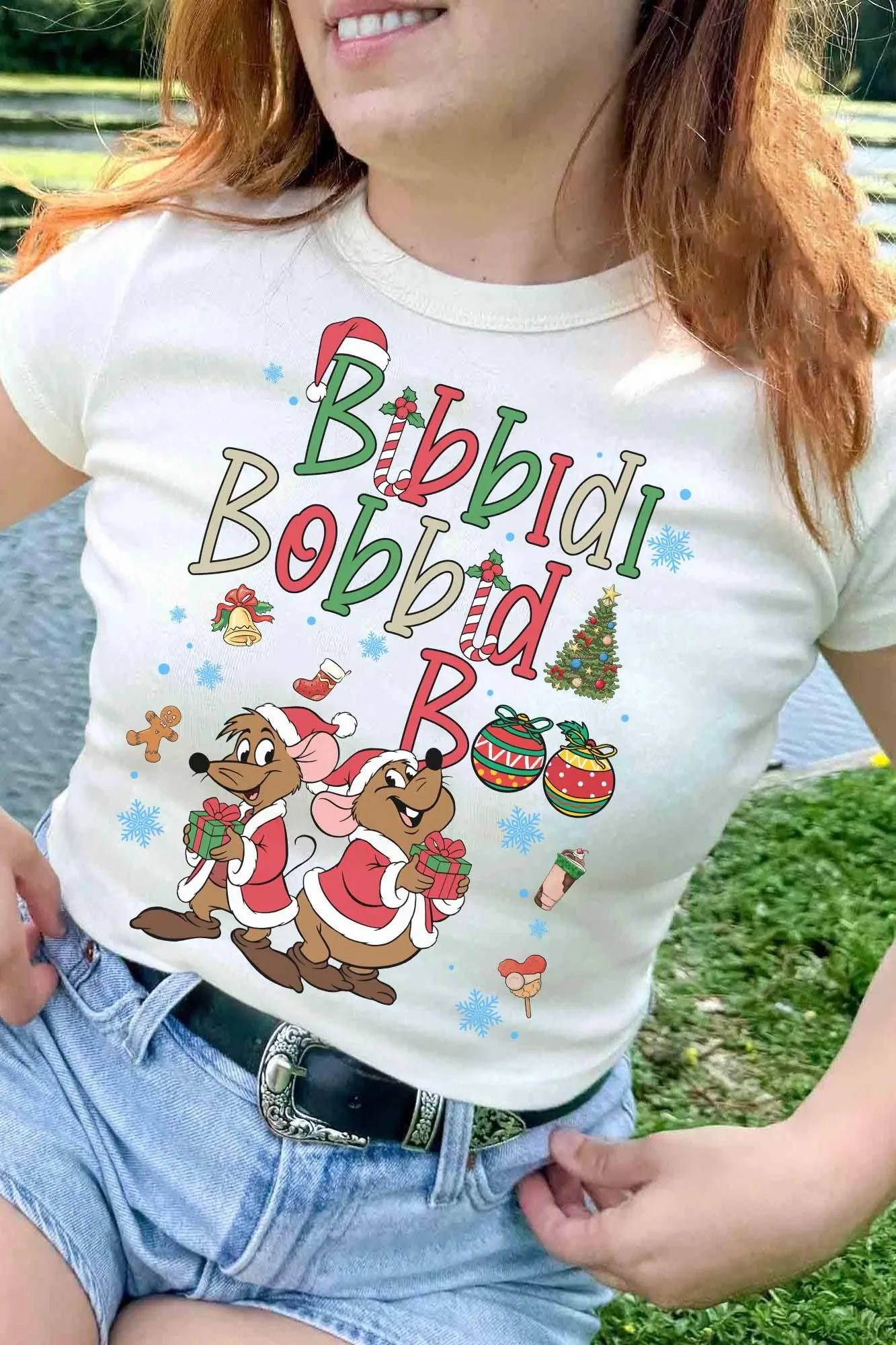 قميص سندريلا بيبيدي بوبيدي بو لعيد الميلاد قميص ديزني لعيد الميلاد قميص سانتا جاق وجوس بالون #2