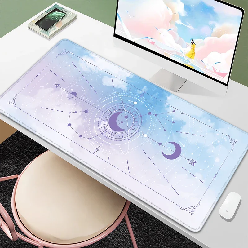 Tarot Card Desk Mat Mystery Constellations Gaming Mouse Pad Black Large Mousepad Cute Kawaii Keyboard Accessories Office Deskpad