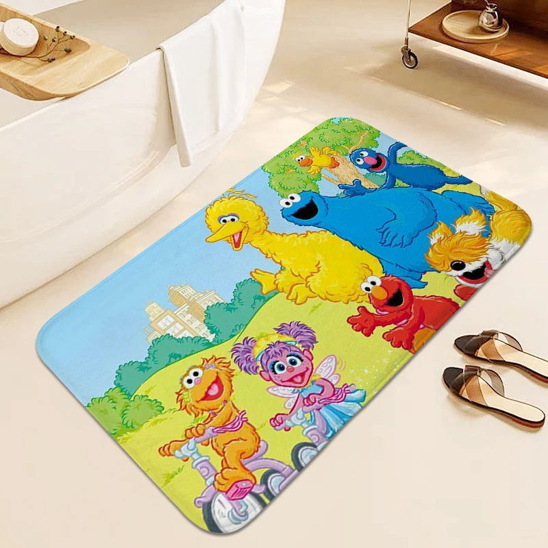 Rug for Kids Bedroom S-Sesame Streets Bathroom Mat Doormat Entrance Door Children's Room Washable Non-slip Kitchen Floor Carpet