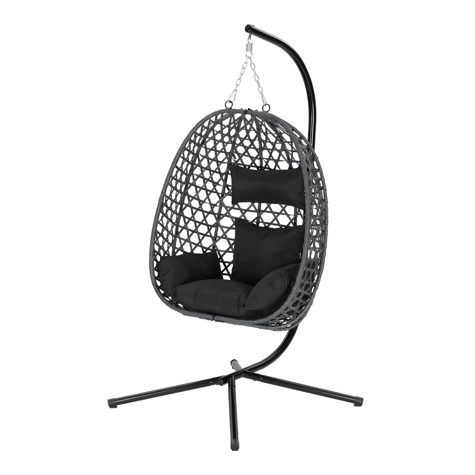 WOLTU Hängesessel mit Kissen und Kopfstütze, Hängematten-Schaukelstuhl mit Ständer für den Innen- und Außenbereich, Garten, Balkon, Terrasse, Dekoration