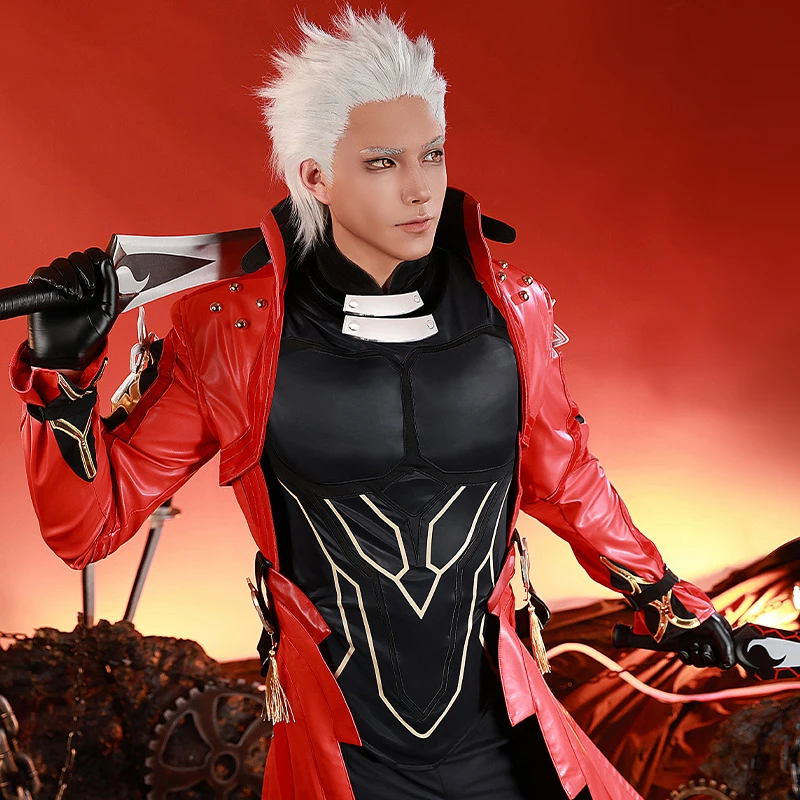أزياء لعبة FGO X Honkai Star Rail Archer التأثيرية أزياء البقاء الليلية Emiya التأثيرية أحذية شعر مستعار لحفلات الهالوماس للبالغين والنساء والرجال #2