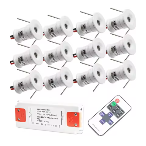 Smart Remote IP65 Outdoor Deck DJ KTV Cabinet Stair Spotlight with Slim Transformer 1W 12V Mini LED Ceiling Lighting 15mm CE