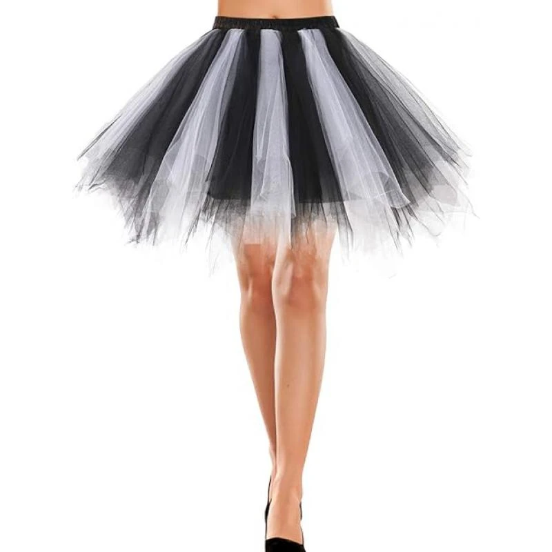 Women's Irregular Layered Tulle Skirt Short Tutu Petticoat Adult Ballet Tutu Skirt for Cosplay Party Free Size CPA782