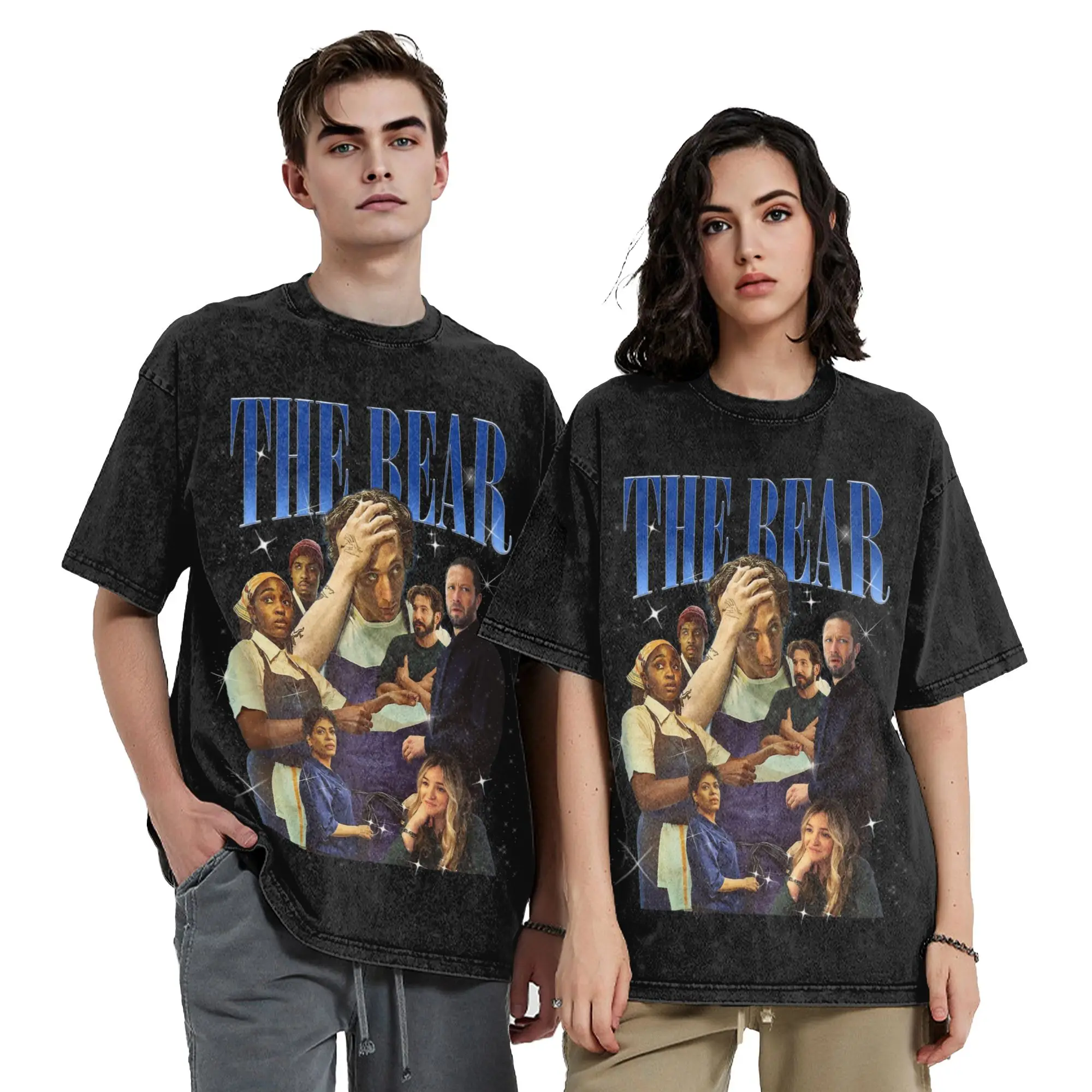 The Bear Tv Show Bootleg T Shirts Hip Hop Washed Short Sleeve Harajuku T-Shirts Cool Men Women Streetwear Graphic Printed Tees