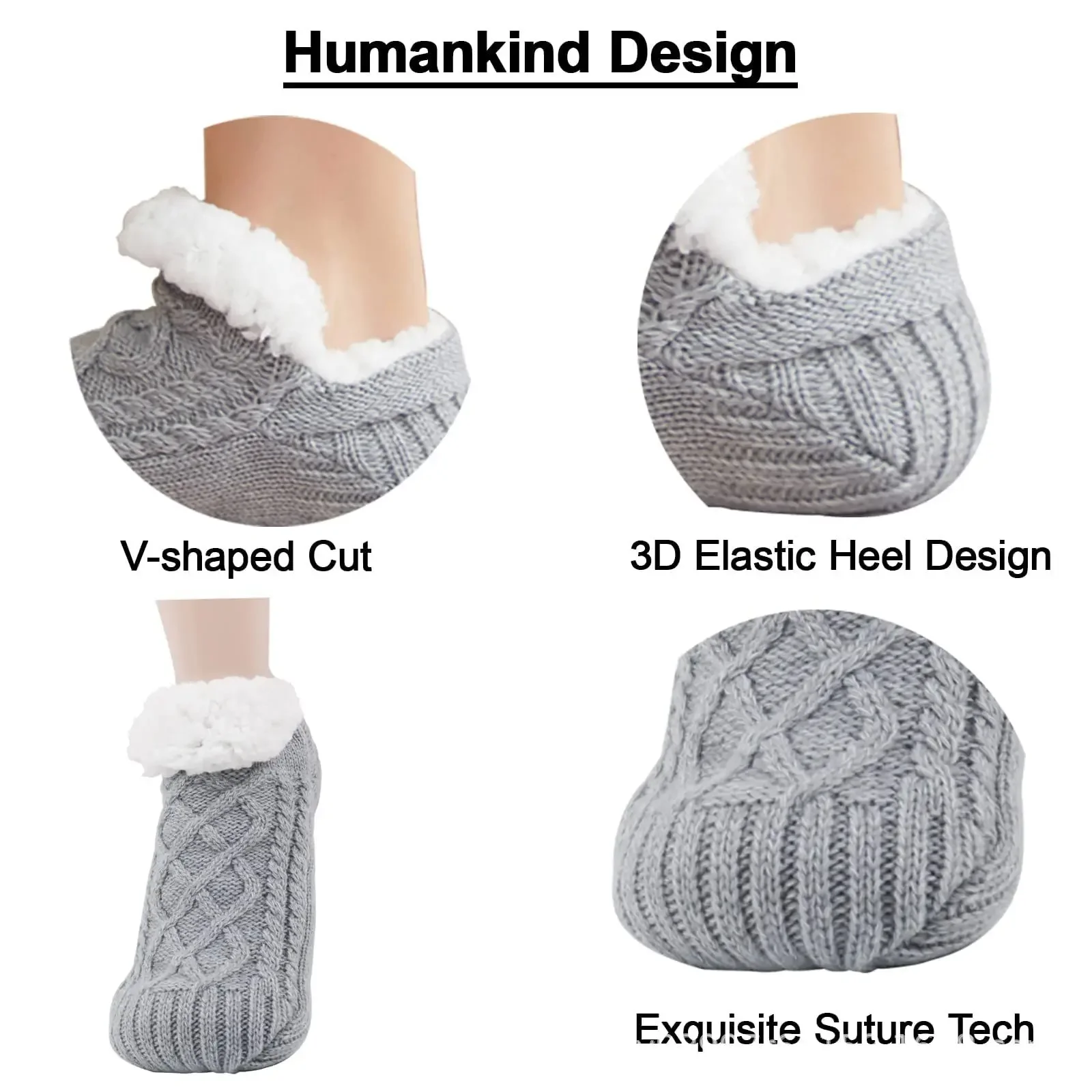 Thermische Herren-Slipper-Socken, Winter, warm, kurz, Baumwolle, verdickt, für Zuhause, Schlafen, weich, rutschfest, flauschige Bodensocke,