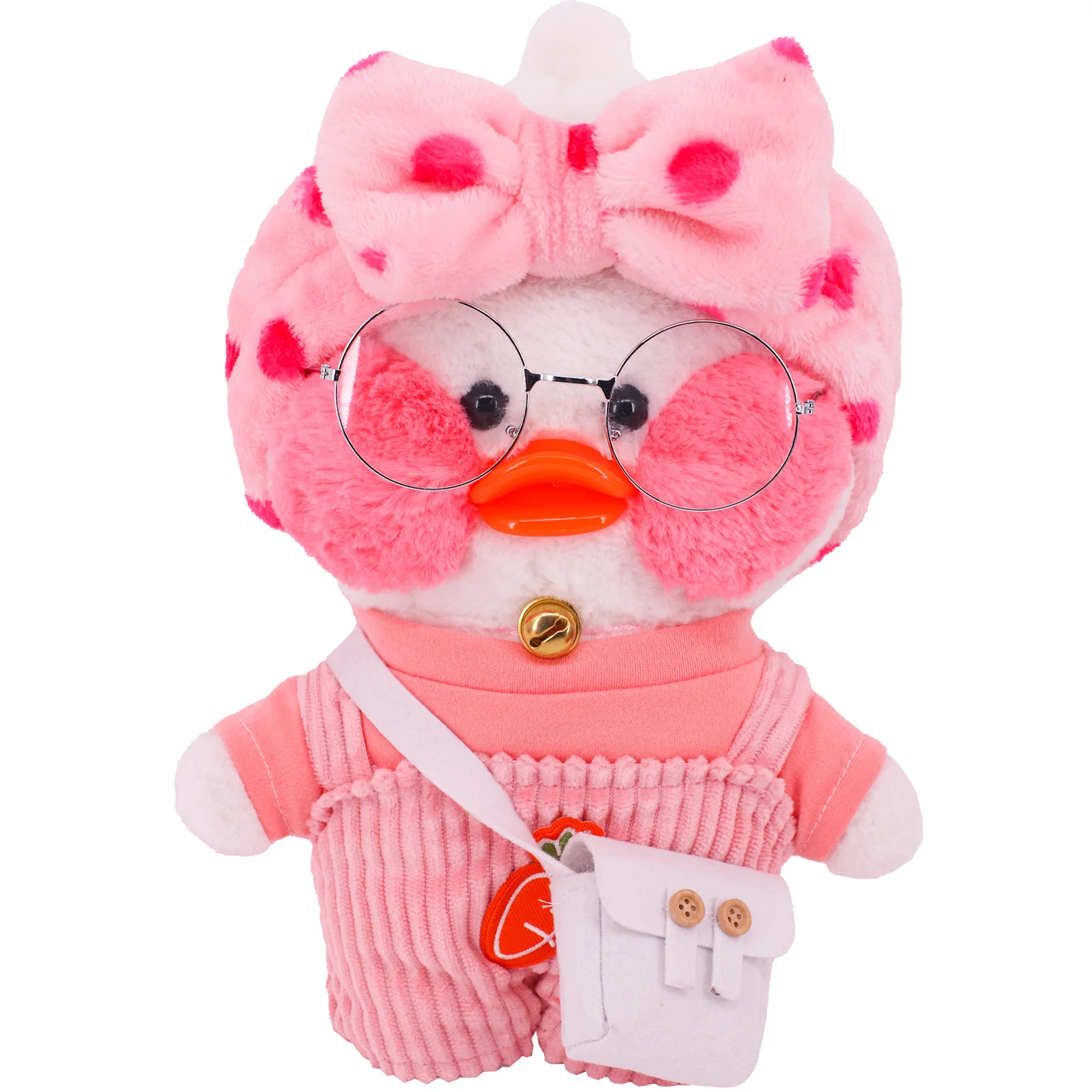 2 pezzi vestiti per bambole anatra gialla + borsa peluche vestito carino Fit 30cm lalafanfan Cafe Duck Doll Kawaii bambole animali giocattoli per bambini nascita