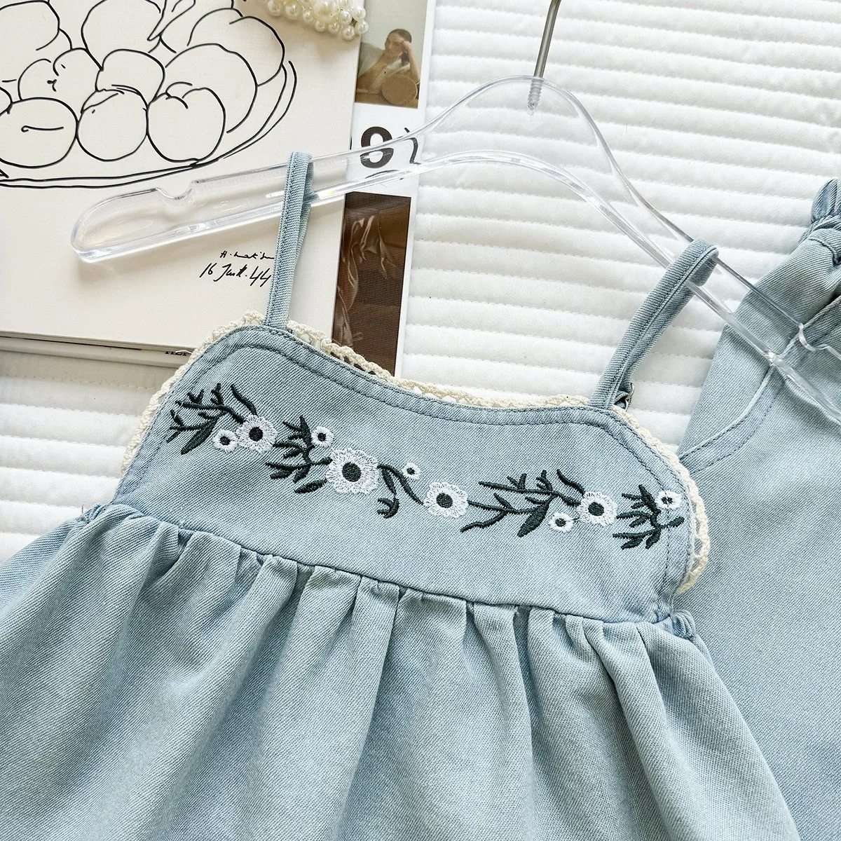 New Arrival Toddler Girl Summer Denim Ensemble Stylish Kids Denim Suit Little Girl Relaxed Trousers Matching Set  for90-150cm