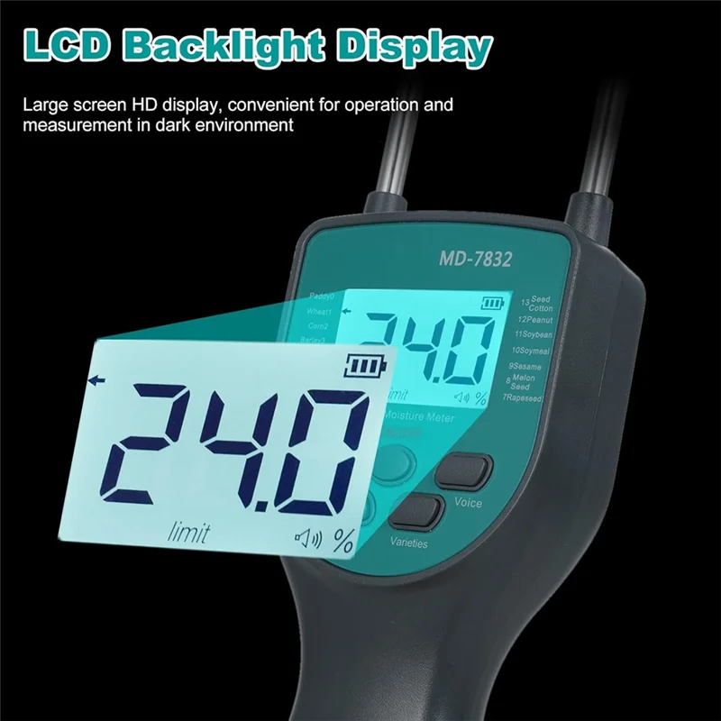 

A69ehay Moisture Tester Digital Grain Moisture Content Meters Measurable For 14 Type Grains For Paddy Wheat Corn