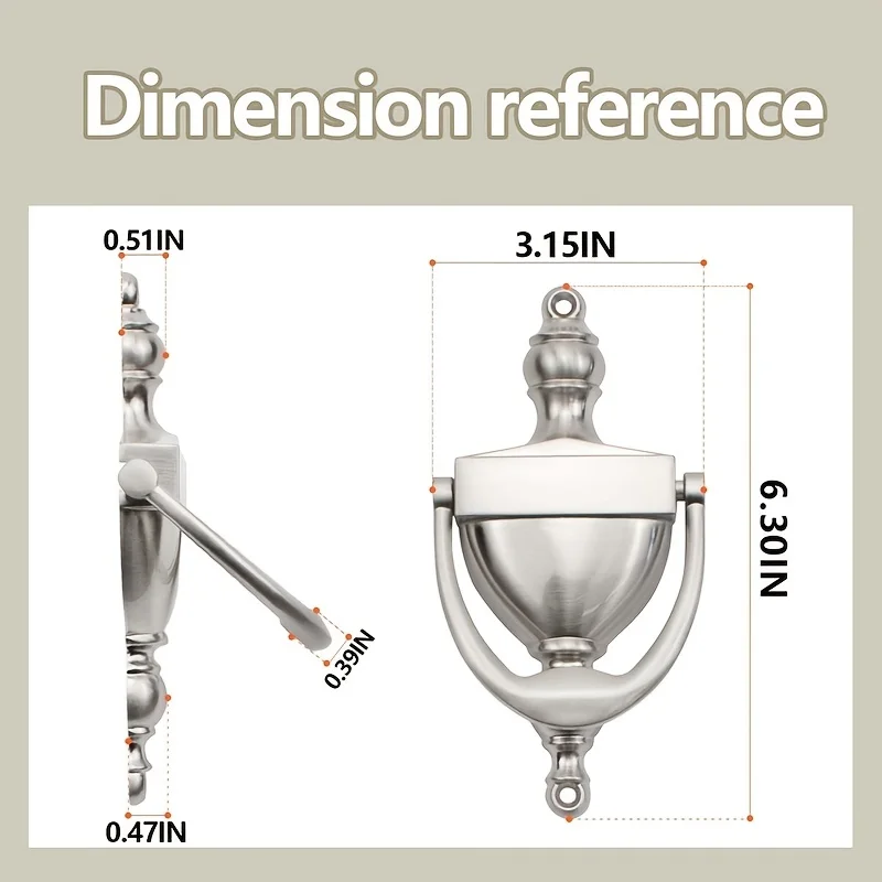 1 قطعة مطرقة الباب المجهزة، حلقة مطرقة عتيقة جديدة، مقبض باب ديكور المنزل العتيق، 6.3 بوصة × 3.15 بوصة × 0.51 بوصة، أسود، نيكل مصقول،