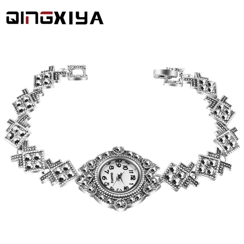 

QINGXIYA Woman Luxury Watches For Women Antique Silver Bracelet Wristwatches Ladies Sports Quartz Watch Women Relogio Feminino