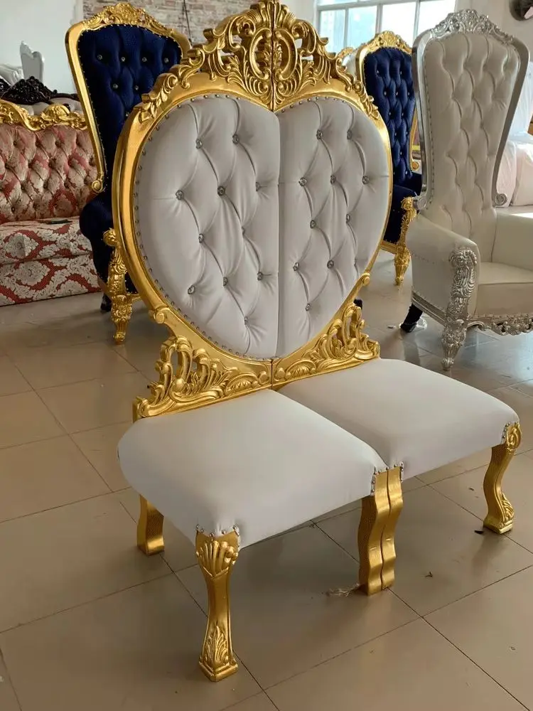 FSDKX Set Home Hotel Event Party Stainless Steel Decoration Bride and Groom Pink Royal Wedding Pink Sofa Chair Furniture